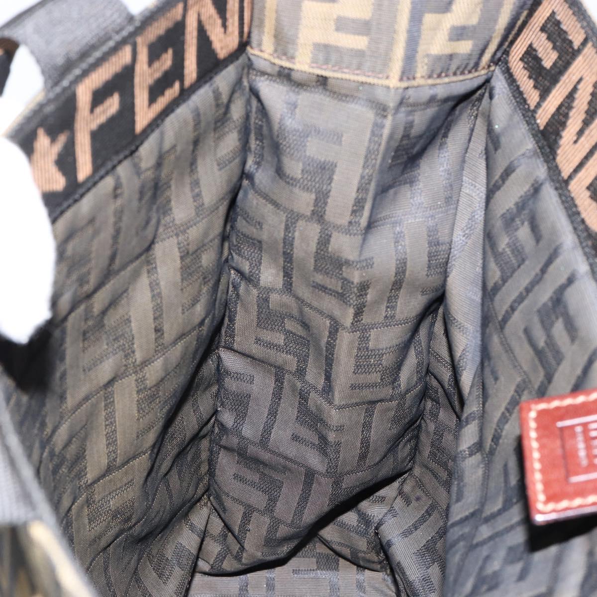 FENDI Zucca Canvas Hand Bag Black Brown Auth 148855