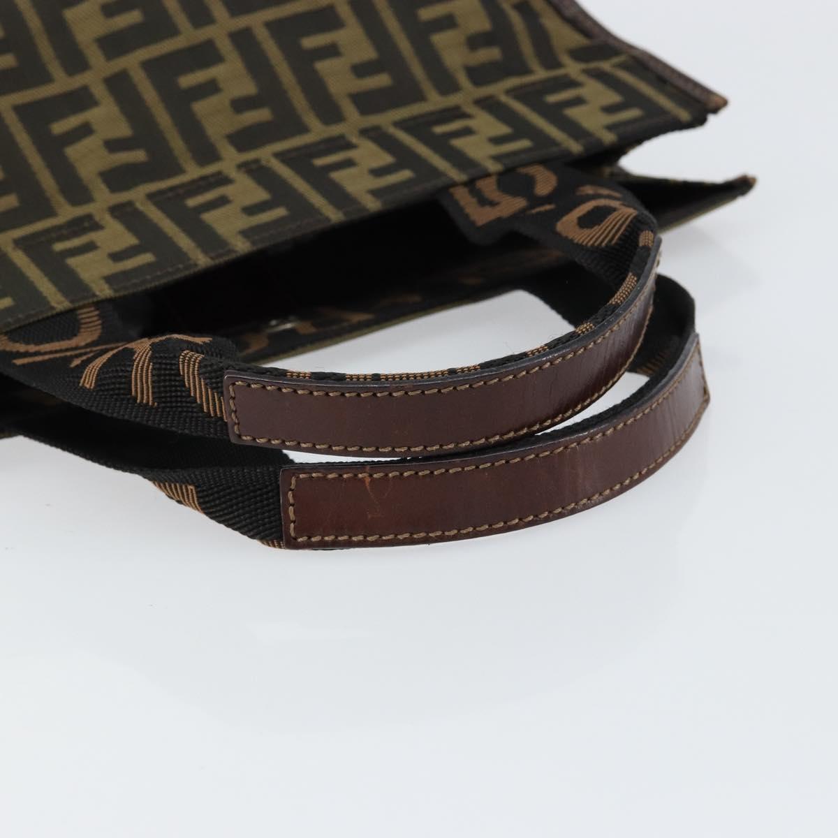 FENDI Zucca Canvas Hand Bag Black Brown Auth 148855