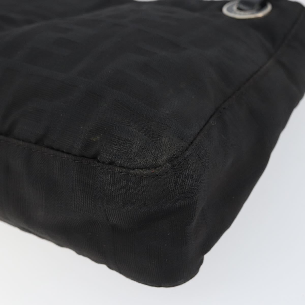 FENDI Zucca Canvas Shoulder Bag Black Auth 148857