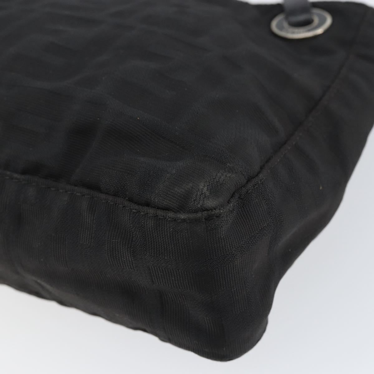 FENDI Zucca Canvas Shoulder Bag Black Auth 148857