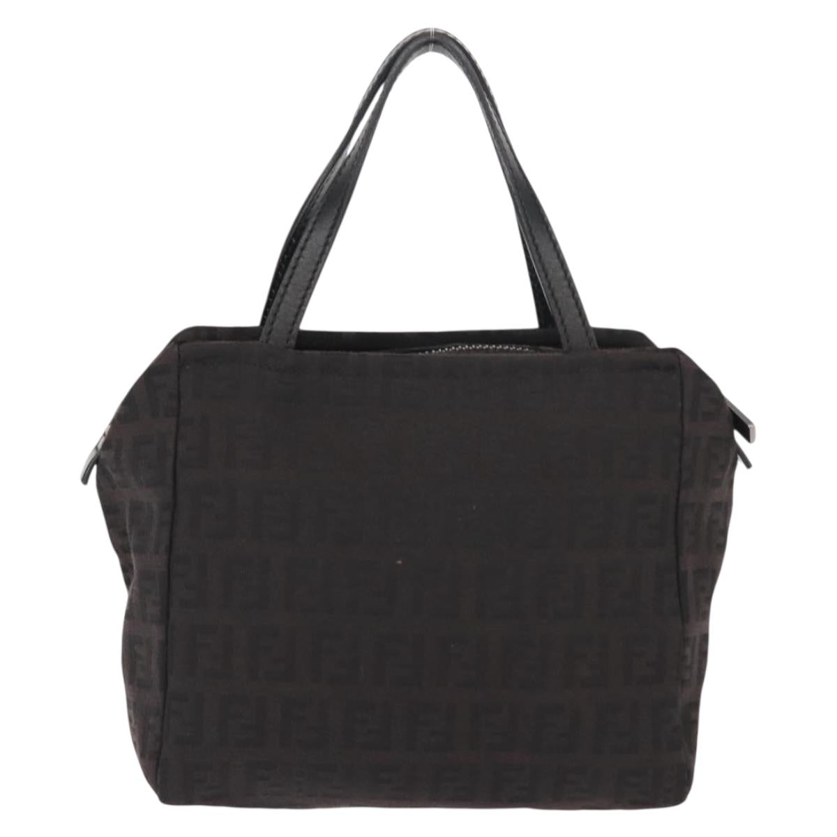 FENDI Zucchino Canvas Hand Bag Black Auth 148858