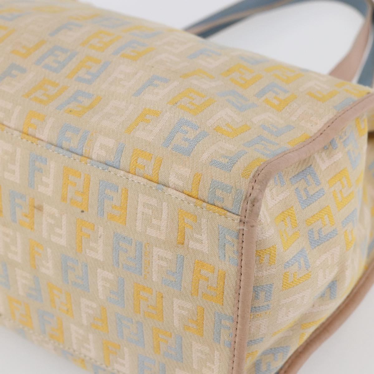 FENDI Zucchino Canvas Tote Bag Multicolor Gold Auth 148860