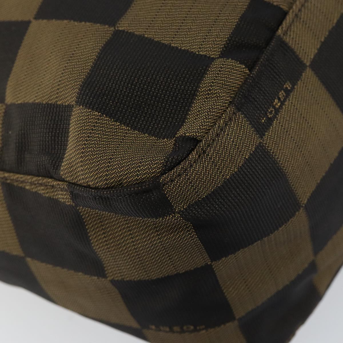 FENDI Pecan Canvas Shoulder Bag Black Brown Auth 148861