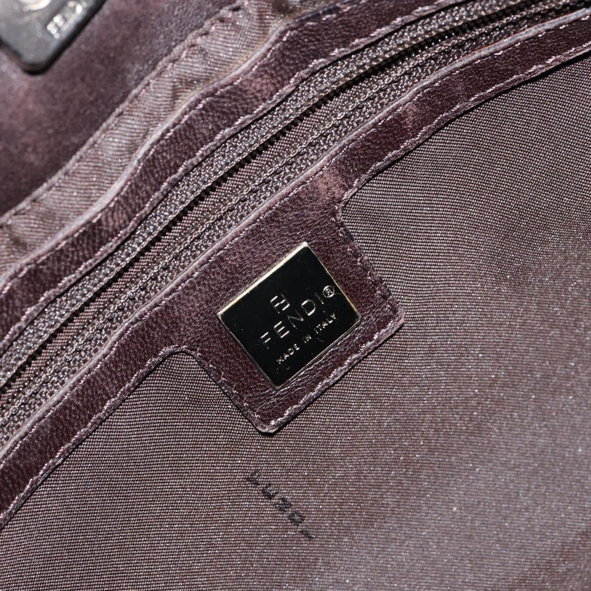 FENDI Pecan Canvas Shoulder Bag Black Brown Auth 148861