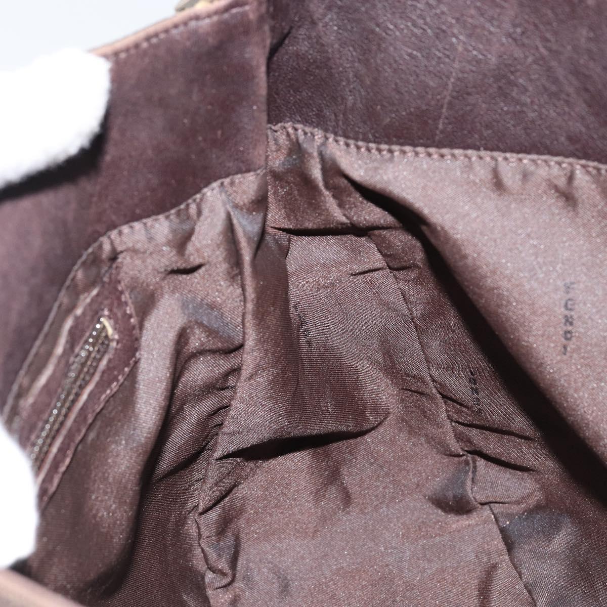 FENDI Pecan Canvas Shoulder Bag Black Brown Auth 148861