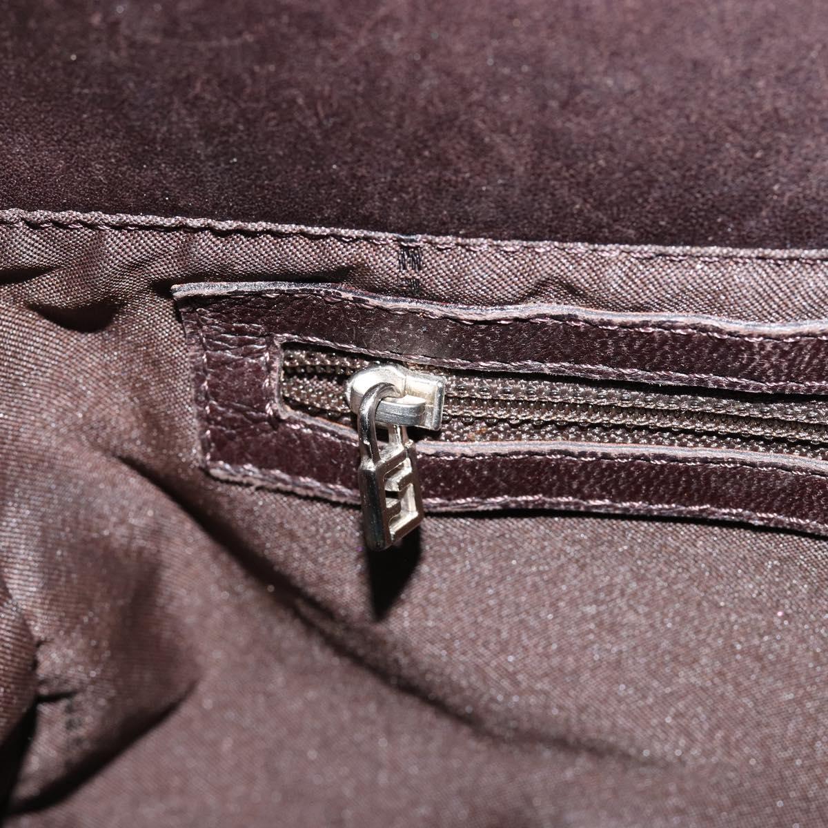 FENDI Pecan Canvas Shoulder Bag Black Brown Auth 148861