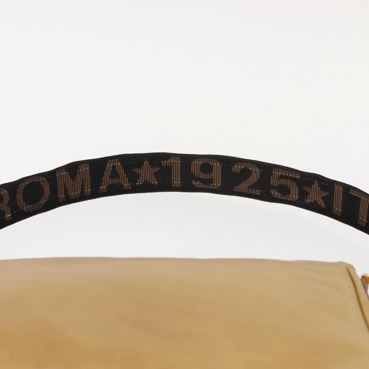 FENDI Shoulder Bag Leather Beige Gold Auth 148863