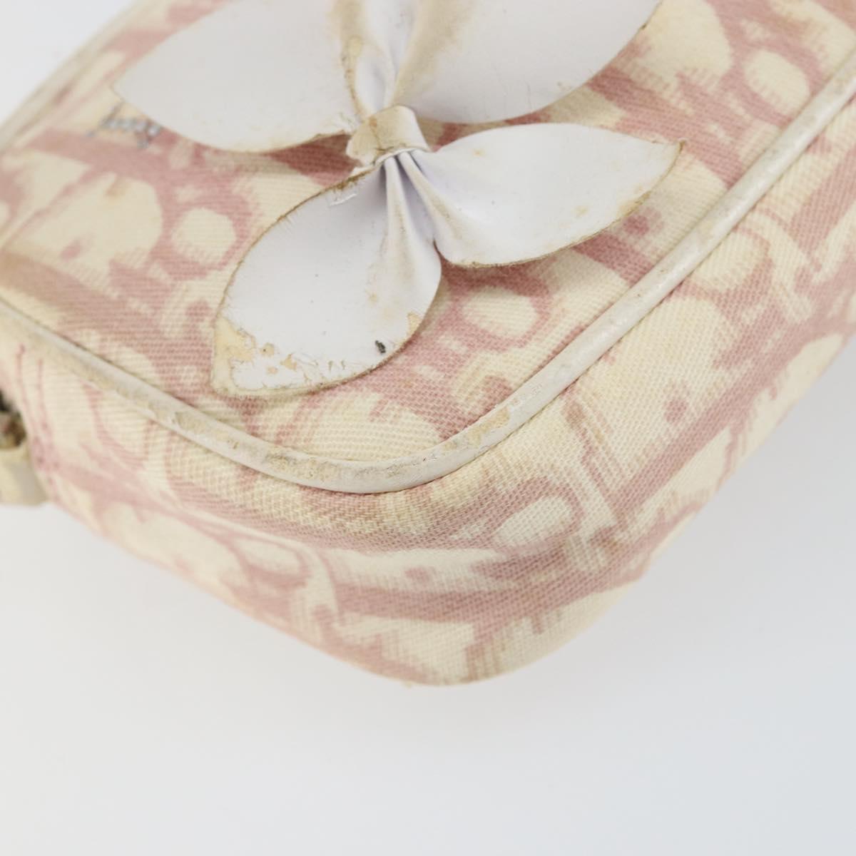 Christian Dior Trotter Canvas Shoulder Bag Pink Silver Auth 148874