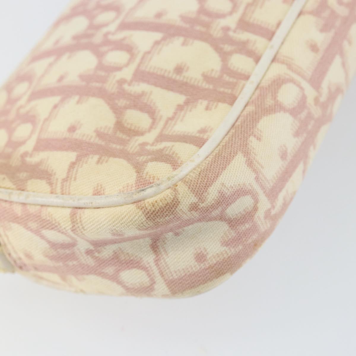 Christian Dior Trotter Canvas Shoulder Bag Pink Silver Auth 148874