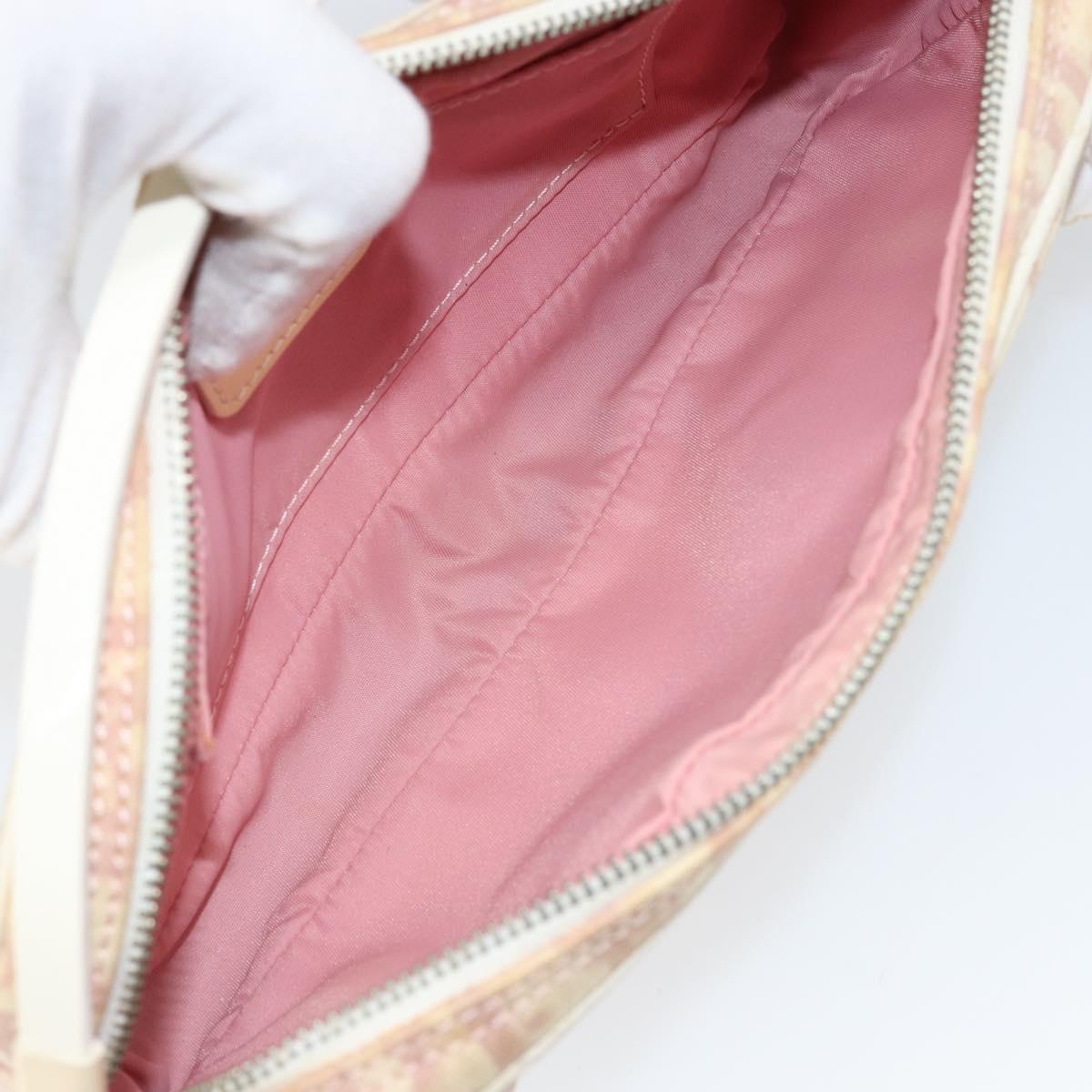 Christian Dior Trotter Canvas Shoulder Bag Pink Silver Auth 148874