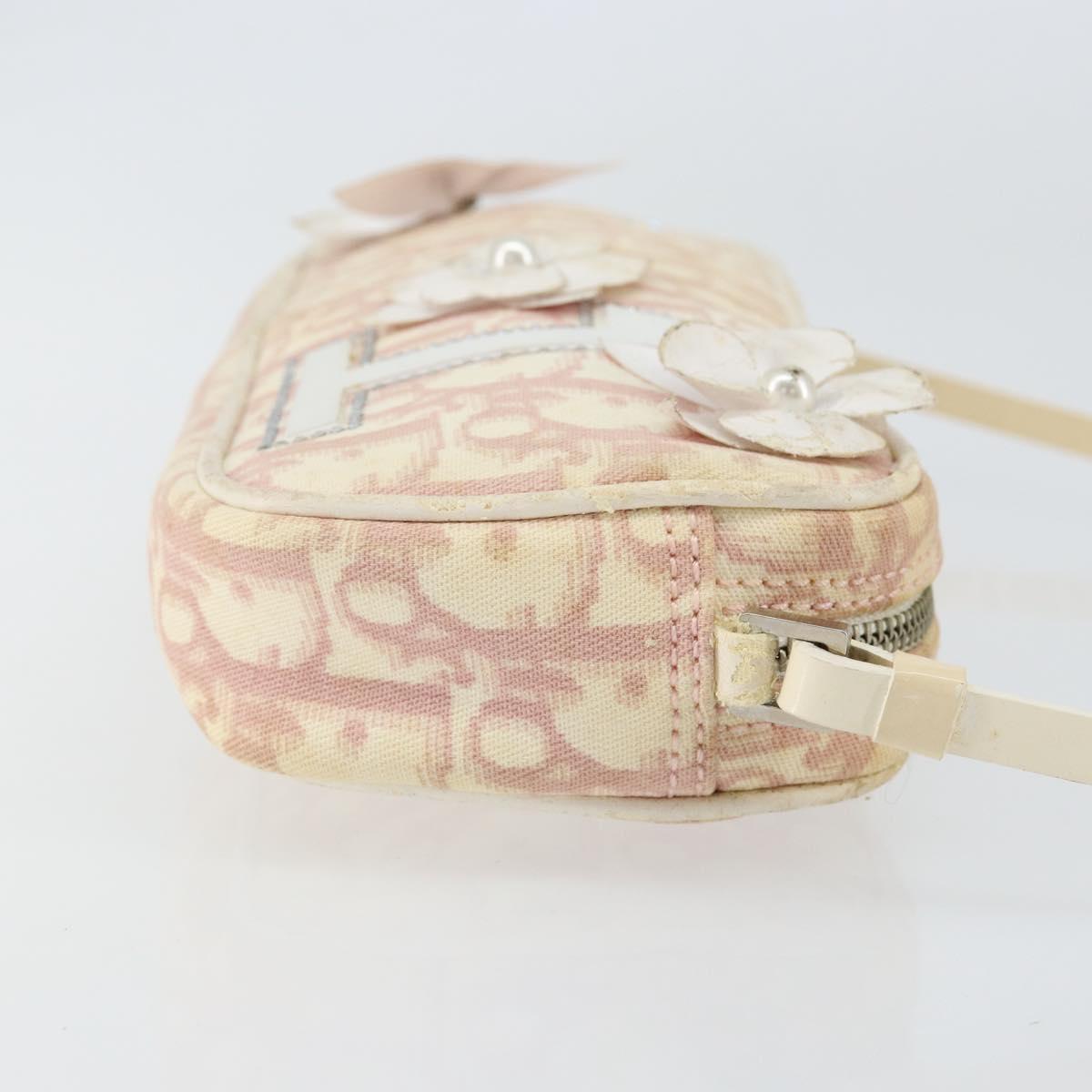 Christian Dior Trotter Canvas Shoulder Bag Pink Silver Auth 148874