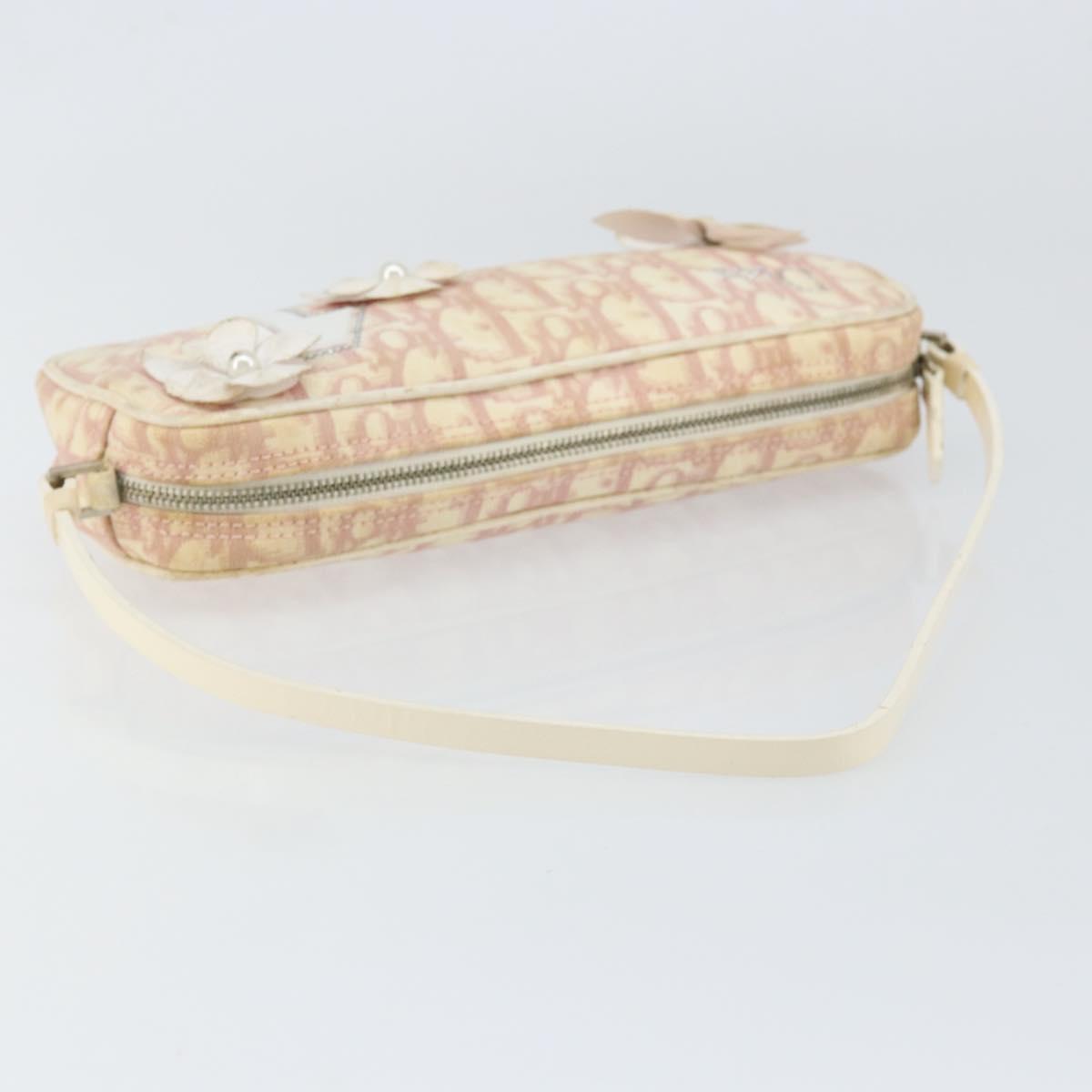 Christian Dior Trotter Canvas Shoulder Bag Pink Silver Auth 148874