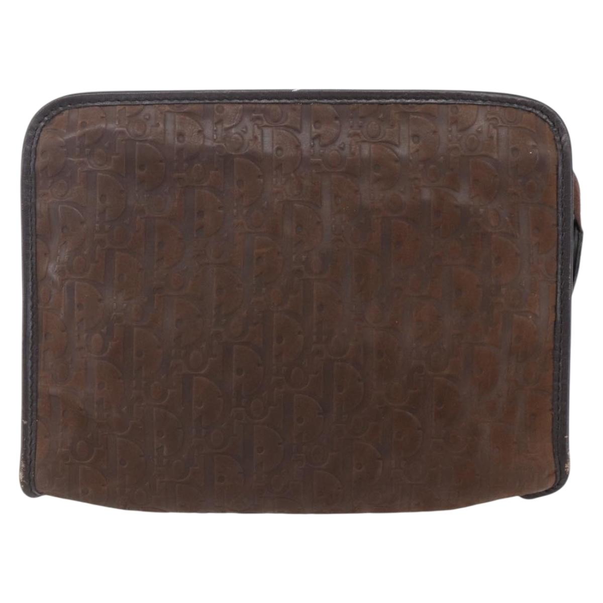 Christian Dior Trotter Canvas Clutch Bag Brown Auth 148875