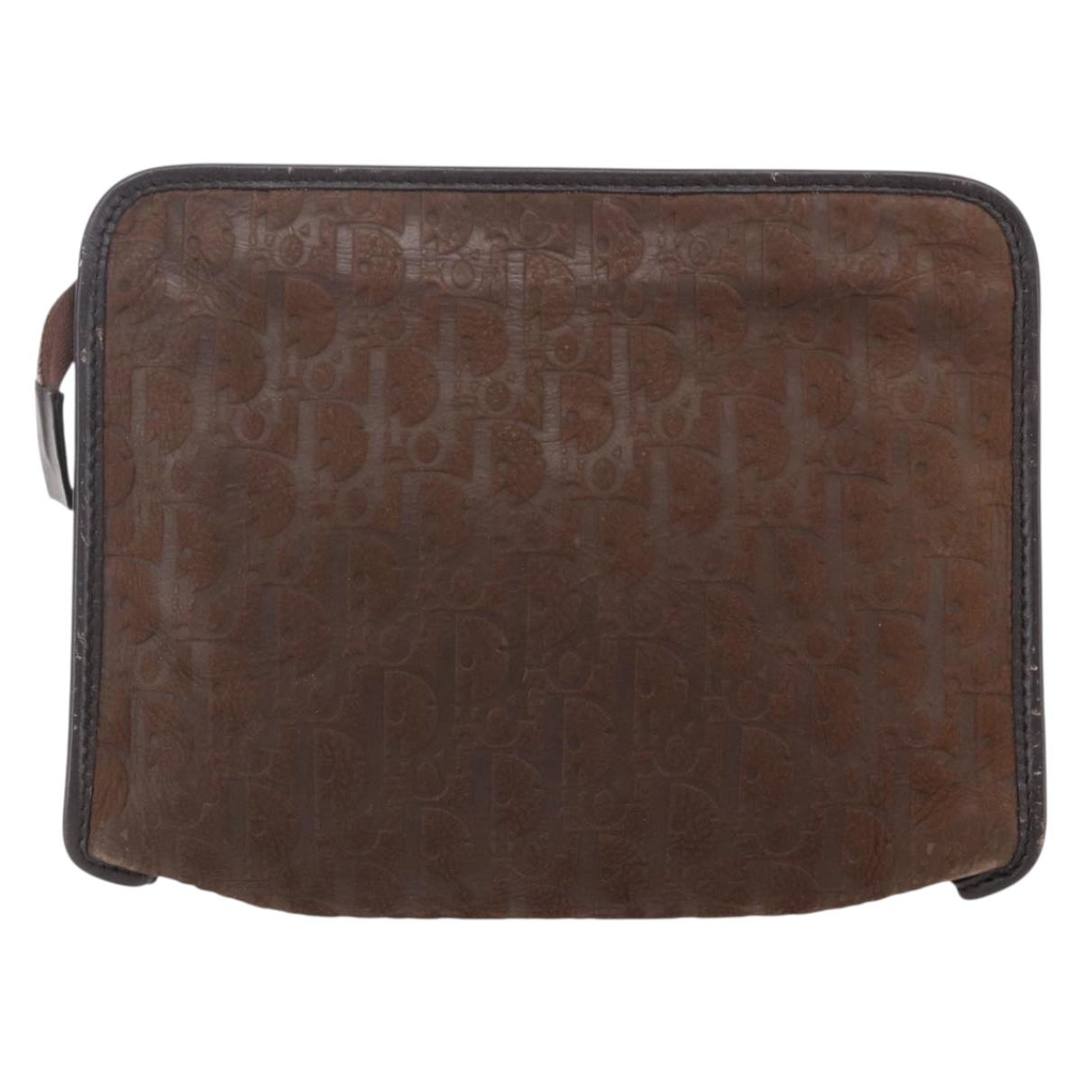 Christian Dior Trotter Canvas Clutch Bag Brown Auth 148875