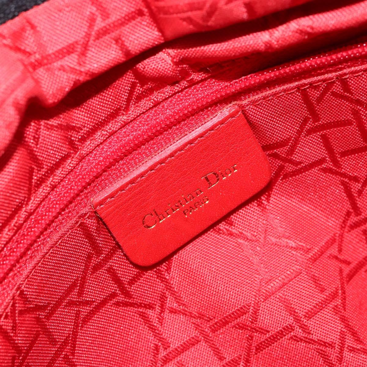 Christian Dior Canage Hand Bag Nylon Black Gold Auth 148879