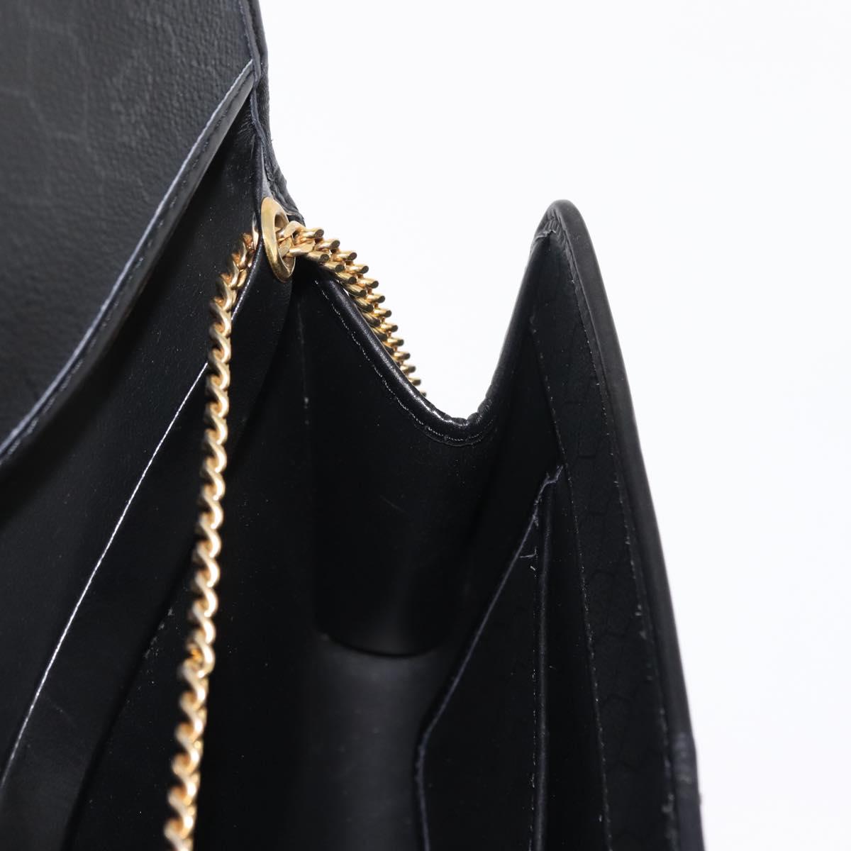 Christian Dior Honeycomb Canvas Chain Shoulder Bag PVC Black Gold Auth 148882