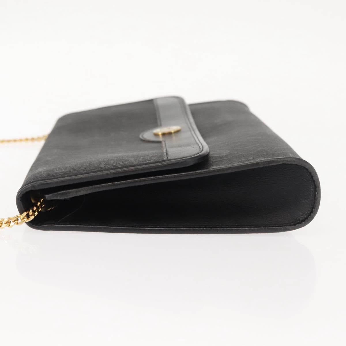 Christian Dior Honeycomb Canvas Chain Shoulder Bag PVC Black Gold Auth 148882