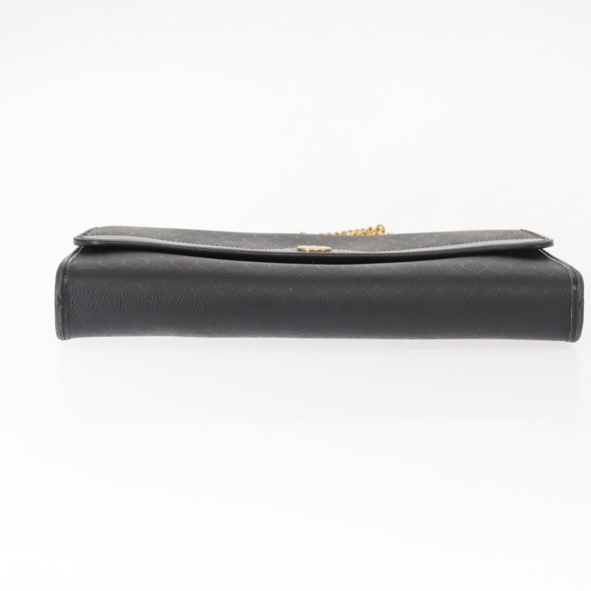 Christian Dior Honeycomb Canvas Chain Shoulder Bag PVC Black Gold Auth 148882