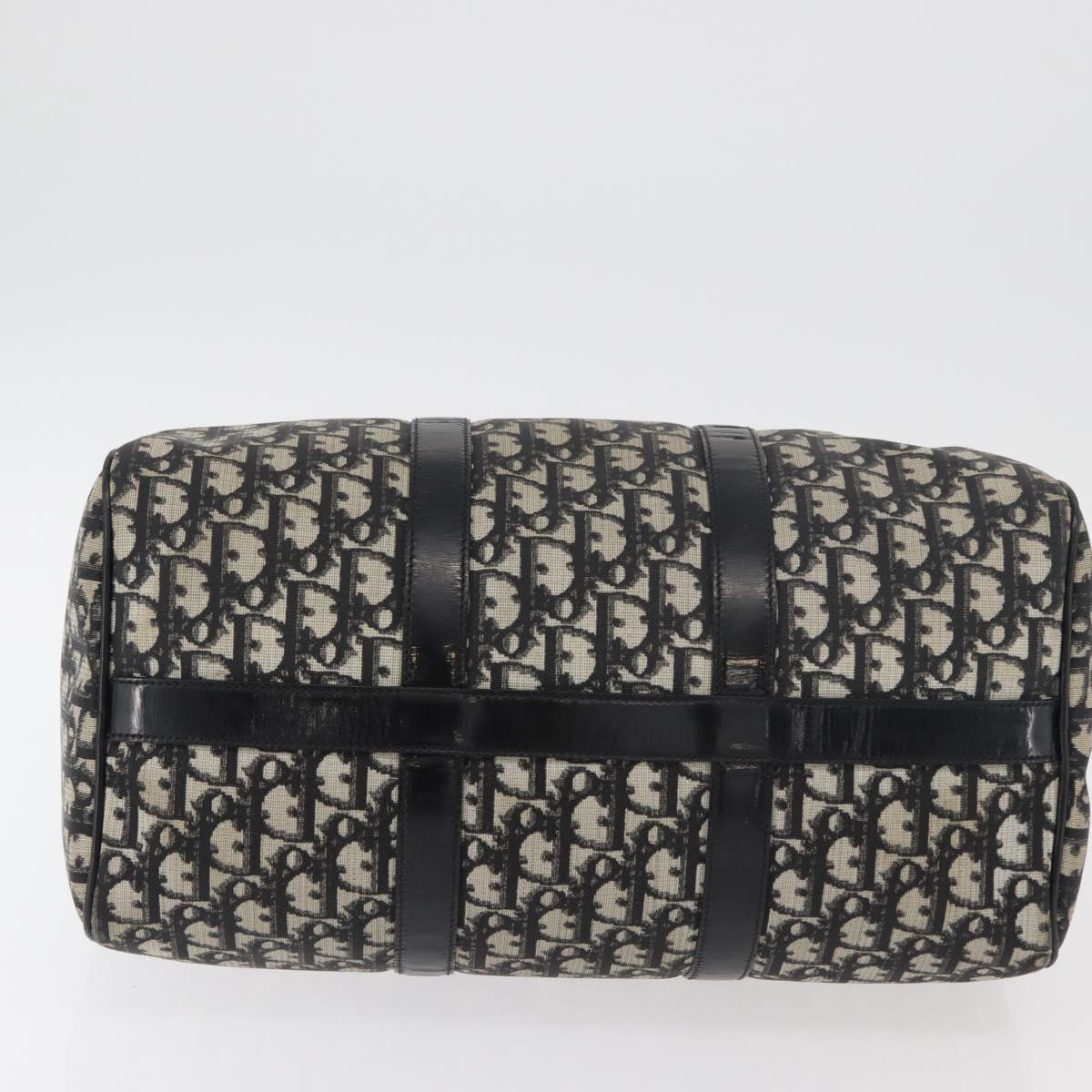 Christian Dior Trotter Canvas Boston Bag PVC Black Gold Auth 148883