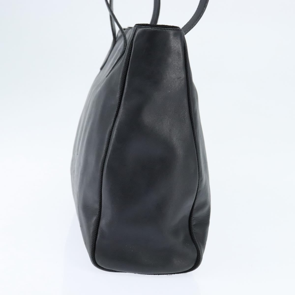 Christian Dior Tote Bag Leather Black Gold Auth 148884