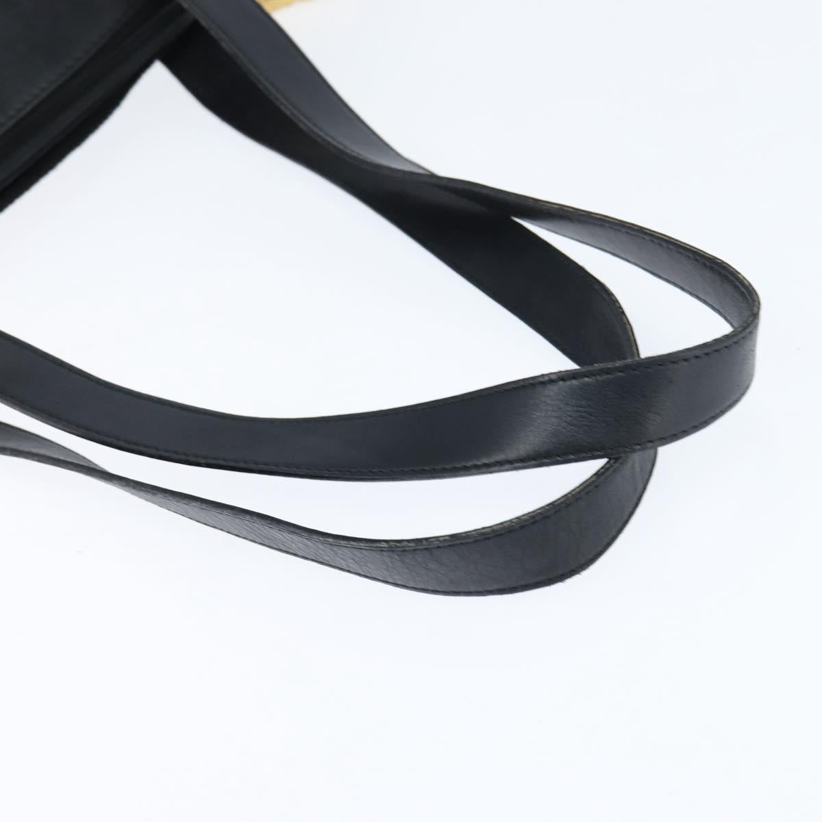 Christian Dior Tote Bag Leather Black Gold Auth 148884