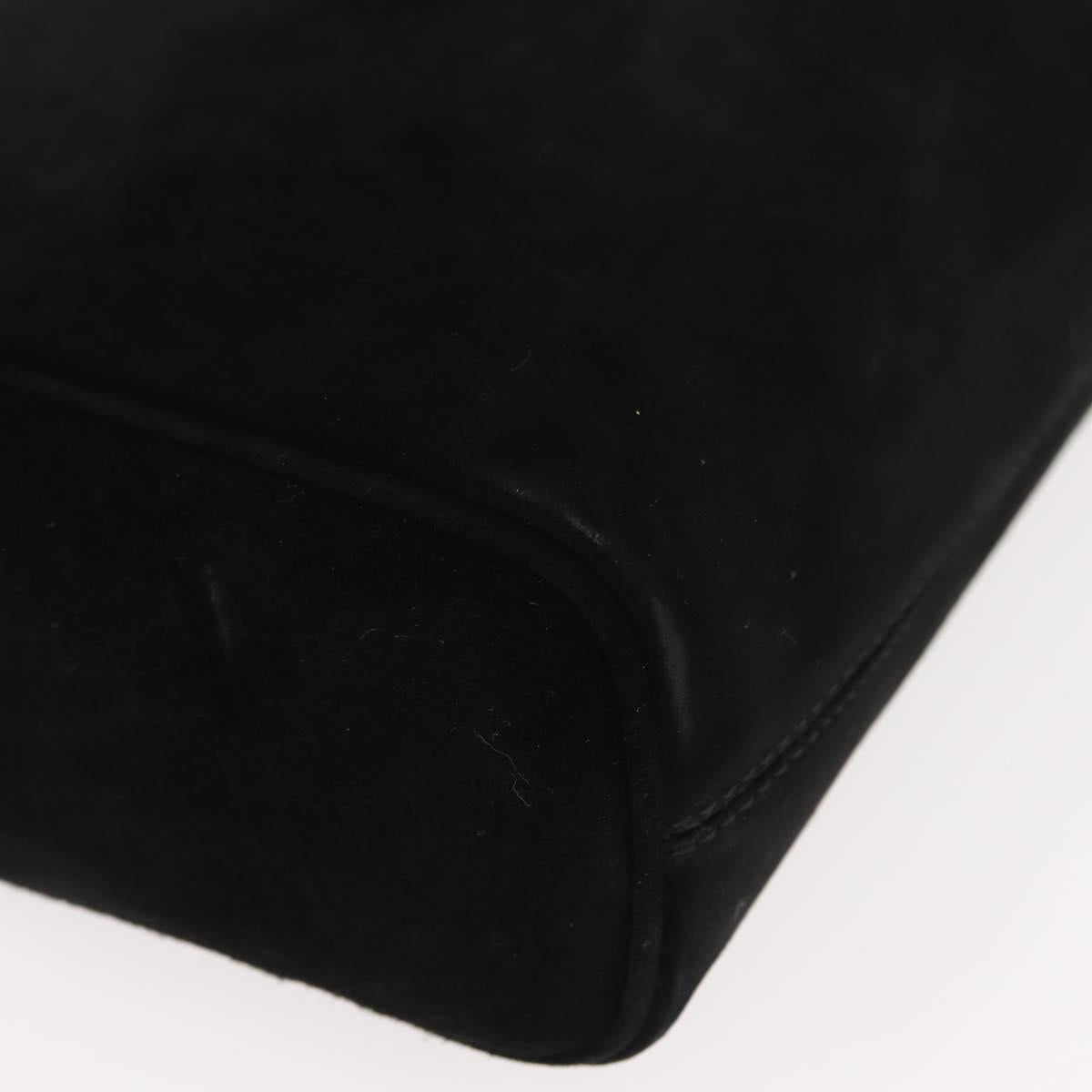 Salvatore Ferragamo Gancini Shoulder Bag Suede Black Gold Auth 148886