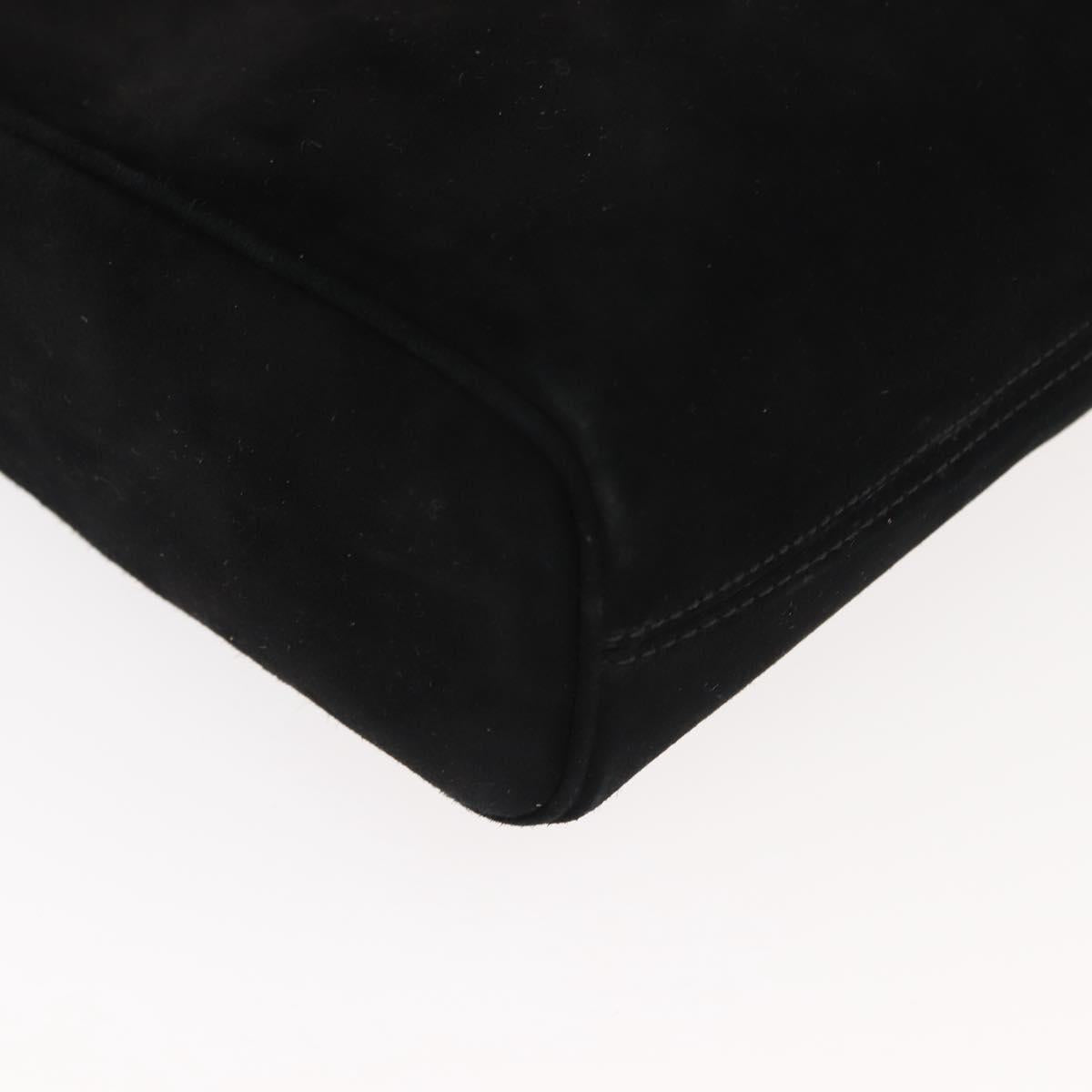 Salvatore Ferragamo Gancini Shoulder Bag Suede Black Gold Auth 148886