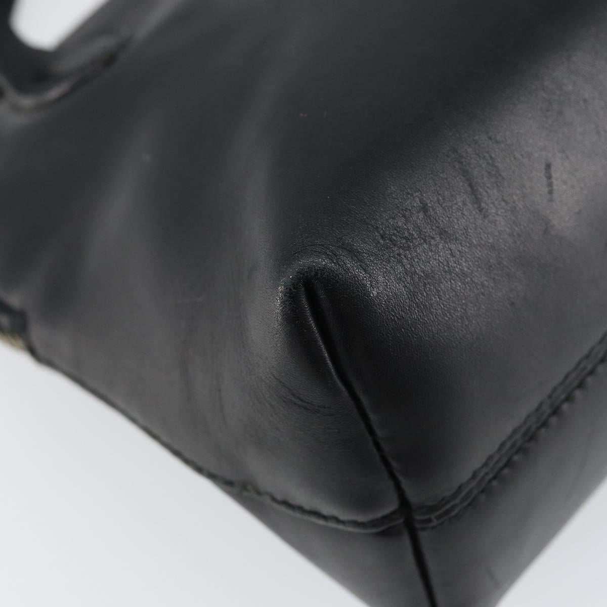 Salvatore Ferragamo Gancini Hand Bag Leather 2way Silver Black Auth 148888