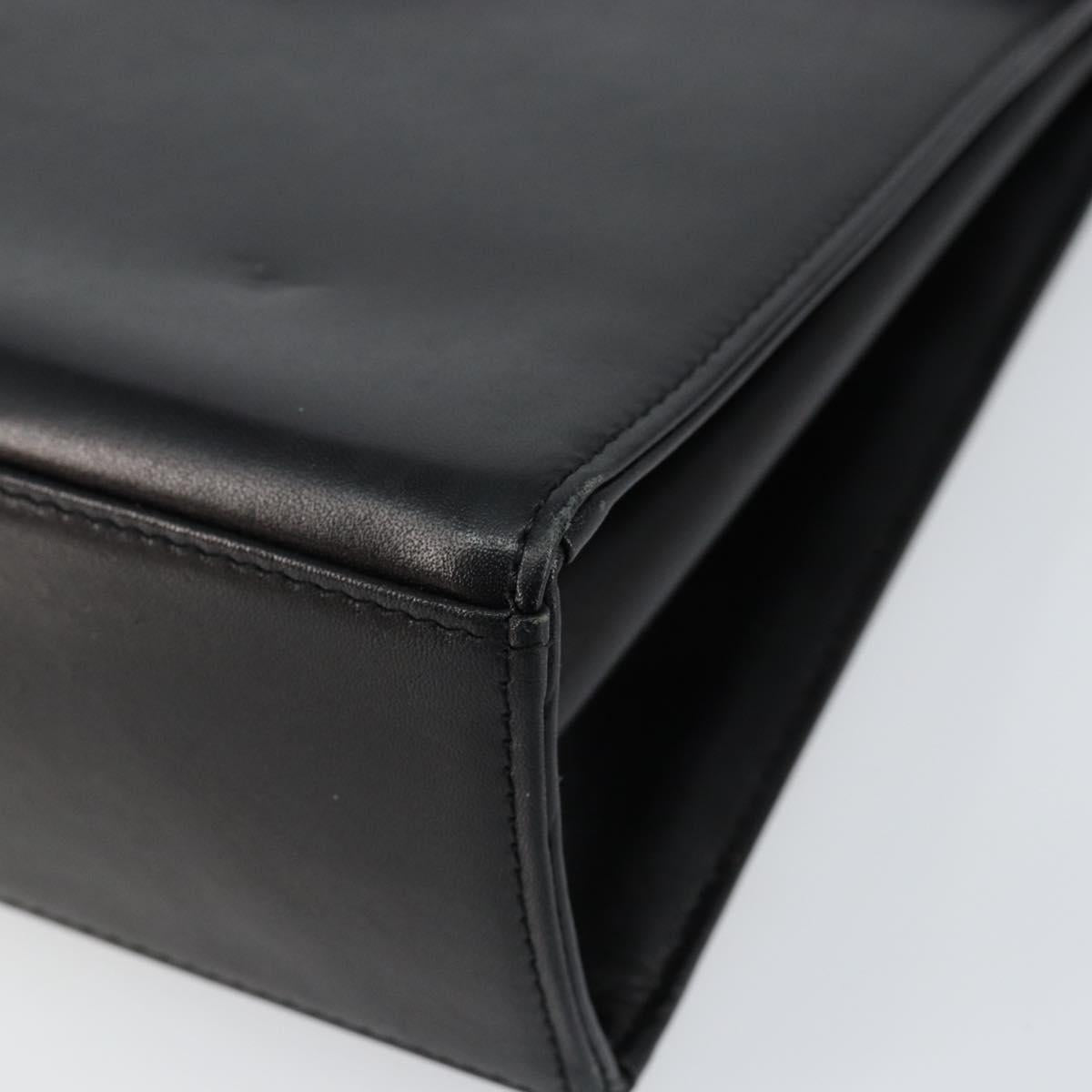 GIVENCHY Hand Bag Leather Black Gold Auth 148891