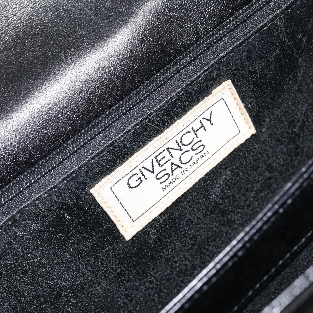 GIVENCHY Hand Bag Leather Black Gold Auth 148891