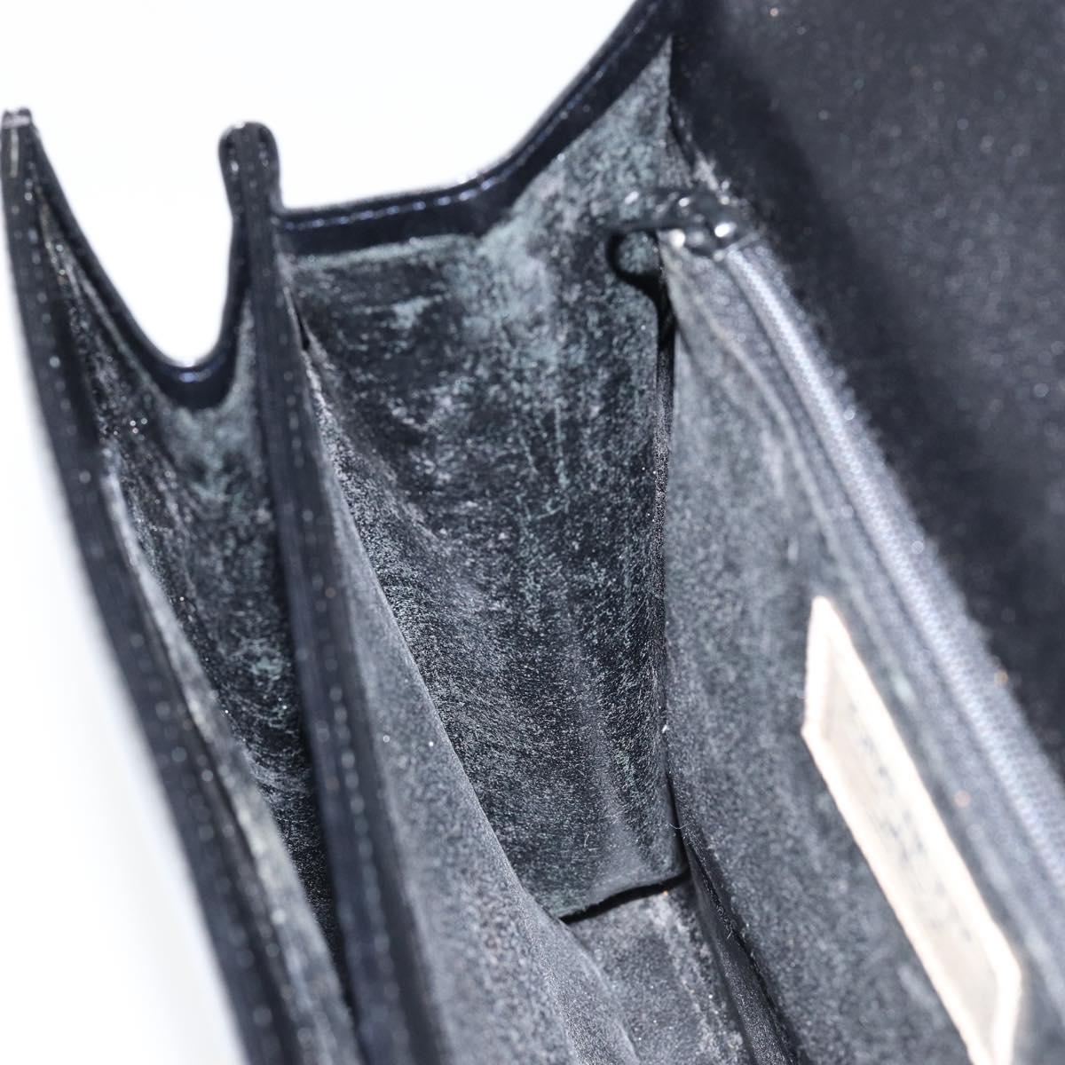 GIVENCHY Hand Bag Leather Black Gold Auth 148891