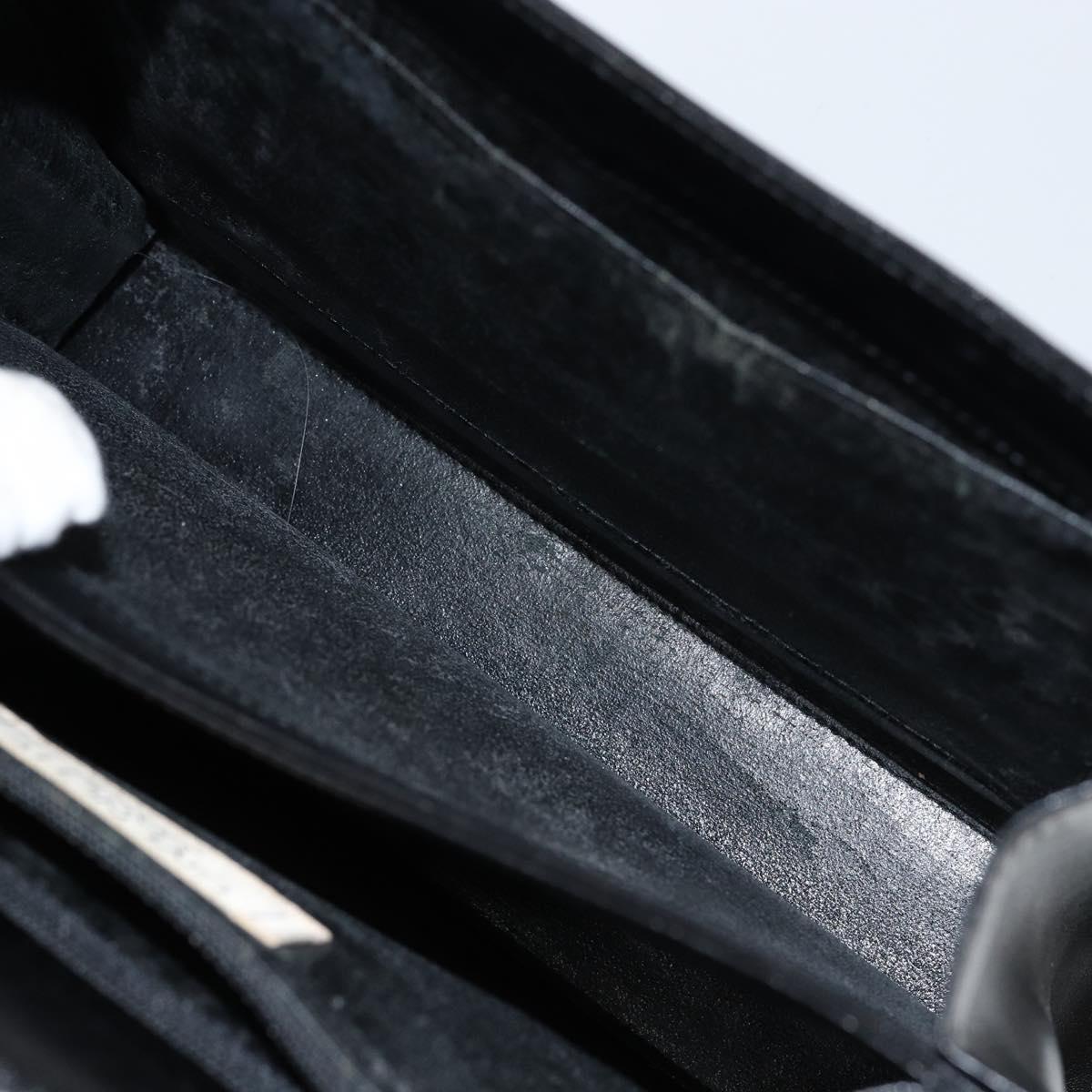 GIVENCHY Hand Bag Leather Black Gold Auth 148891