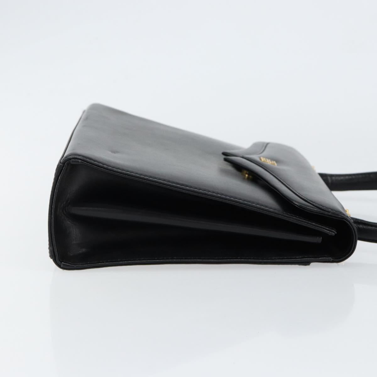 GIVENCHY Hand Bag Leather Black Gold Auth 148891