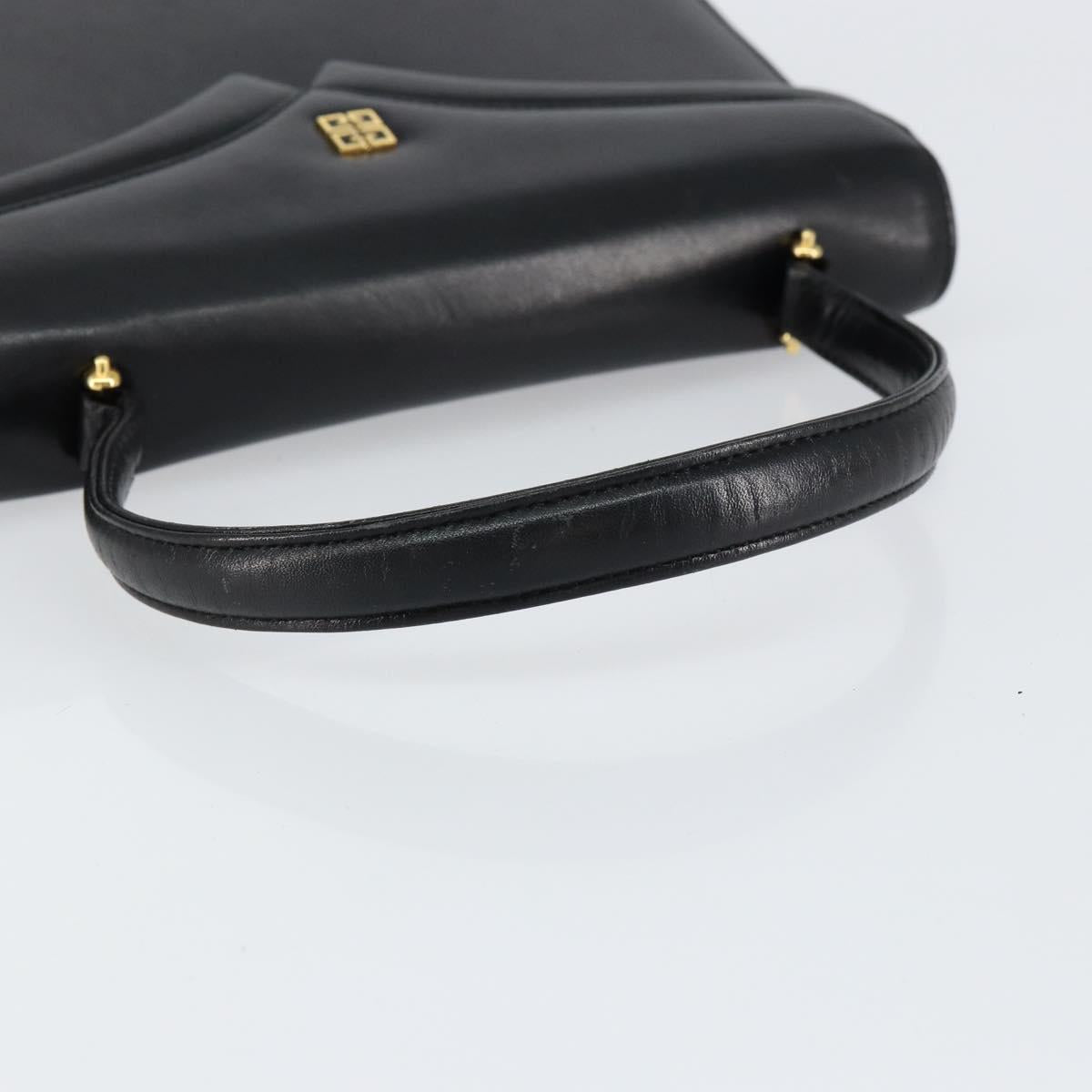 GIVENCHY Hand Bag Leather Black Gold Auth 148891