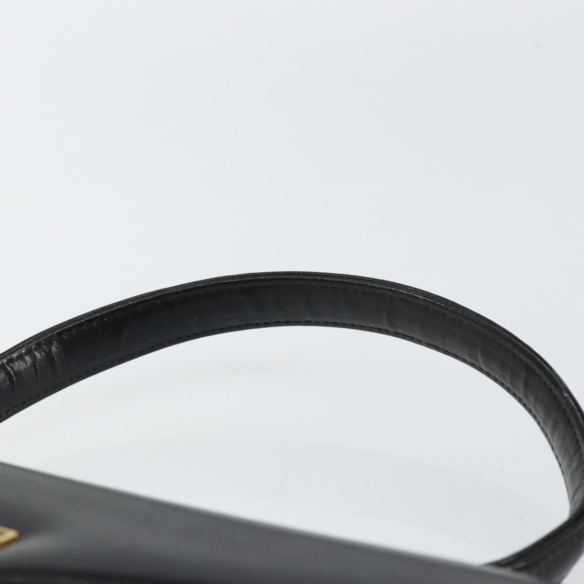 GIVENCHY Hand Bag Leather Black Gold Auth 148891