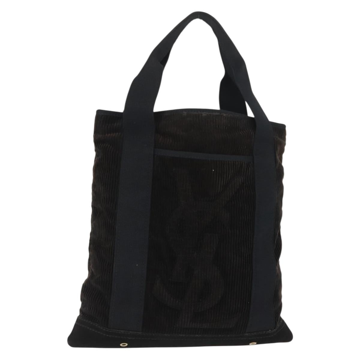 SAINT LAURENT Tote Bag Corduroy Navy Gold 148884 Auth 148894