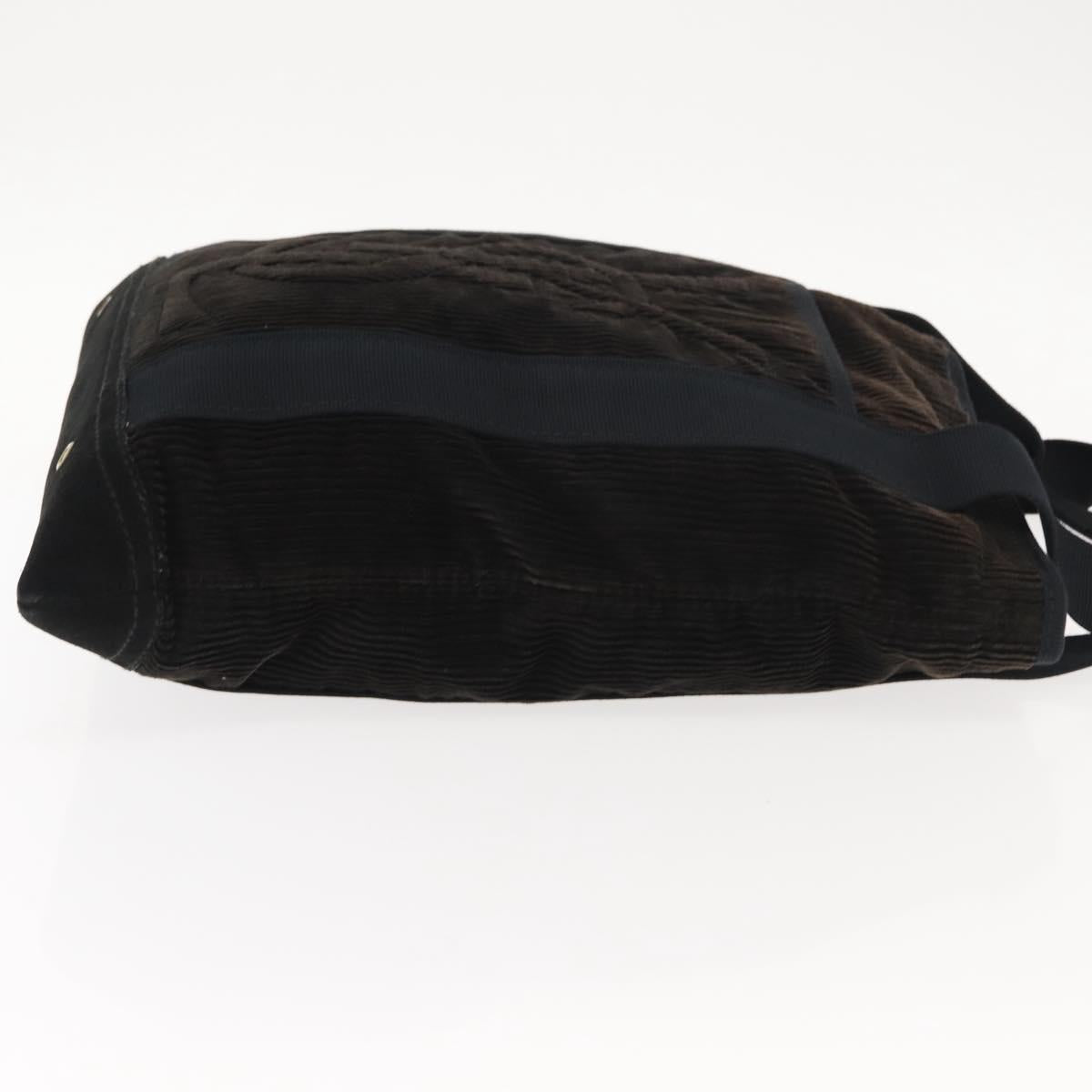 SAINT LAURENT Tote Bag Corduroy Navy Gold 148884 Auth 148894