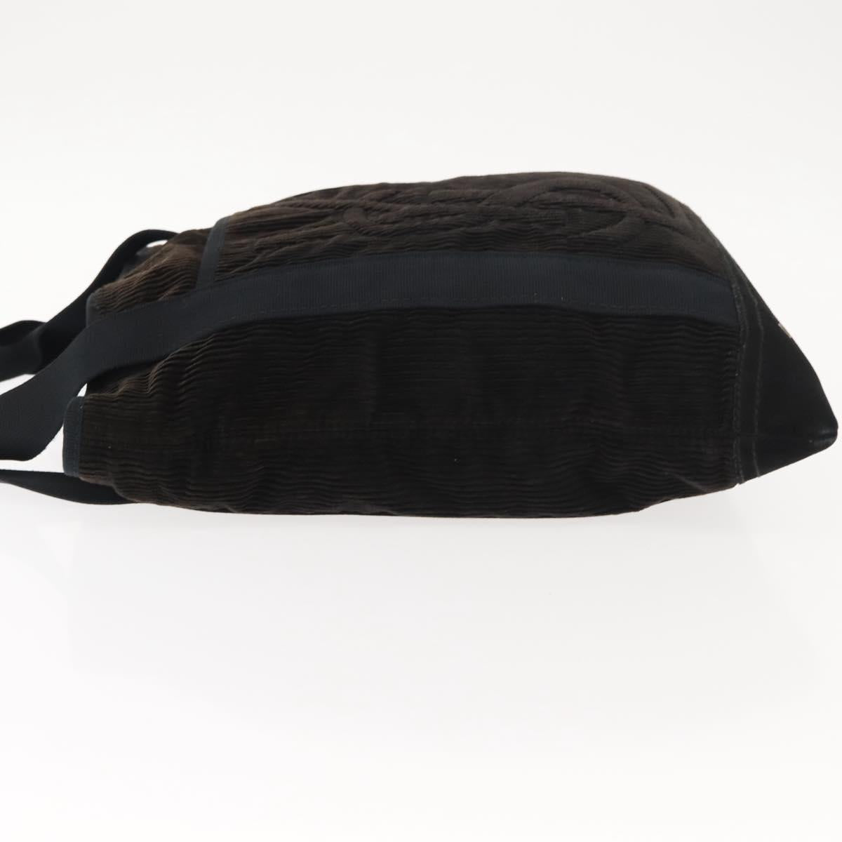 SAINT LAURENT Tote Bag Corduroy Navy Gold 148884 Auth 148894