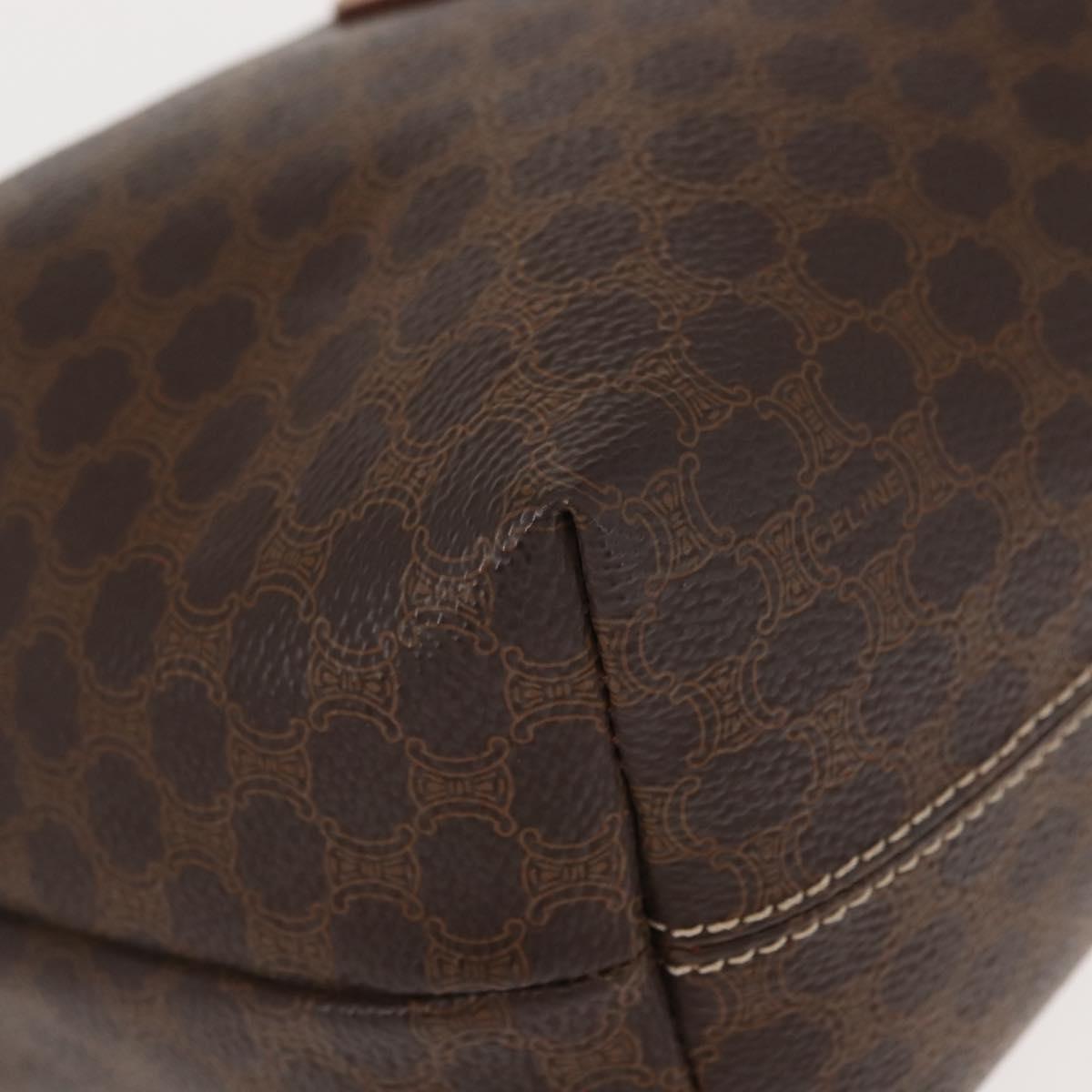 CELINE Macadam Canvas Hand Bag PVC Leather Brown Gold Auth 148895