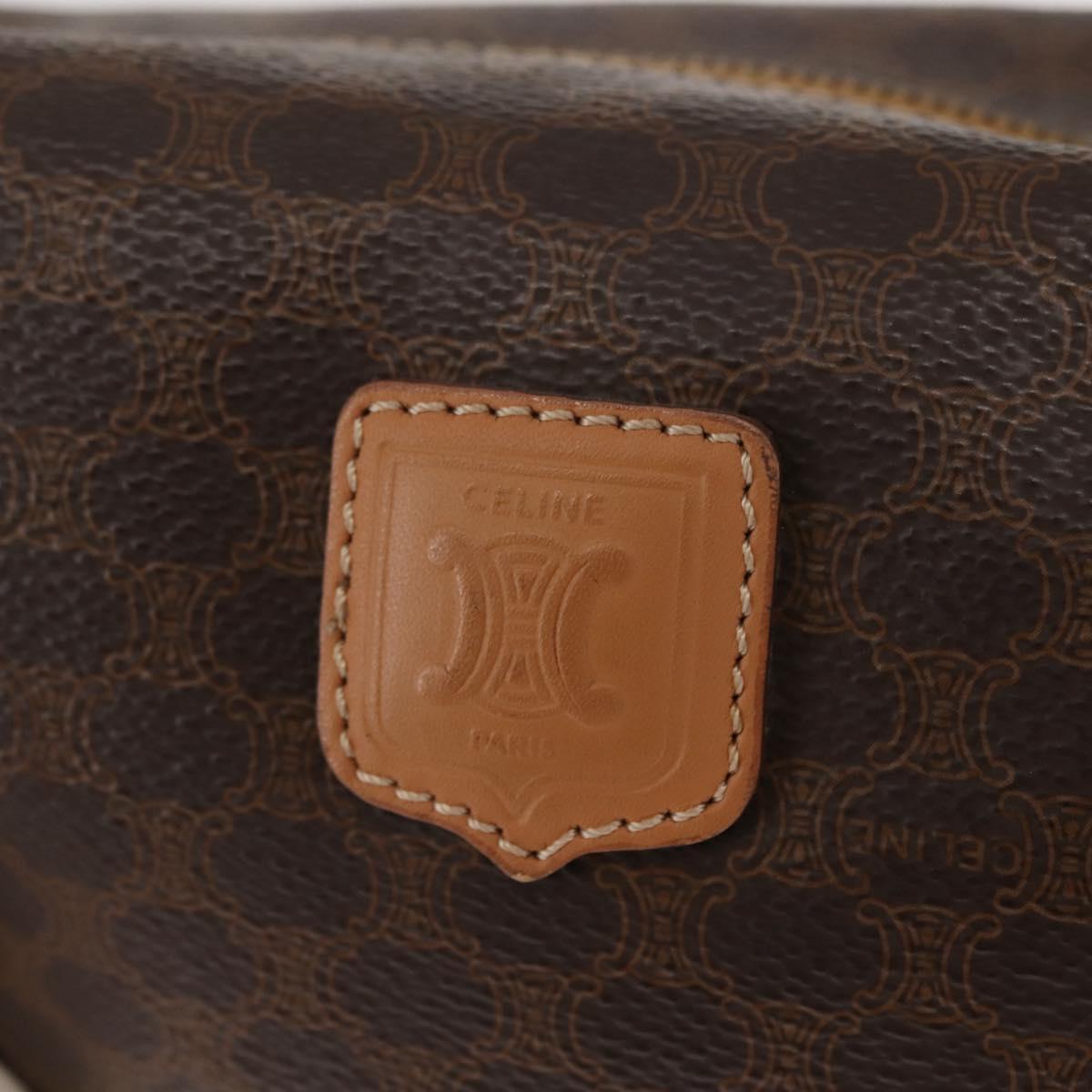 CELINE Macadam Canvas Hand Bag PVC Leather Brown Gold Auth 148895