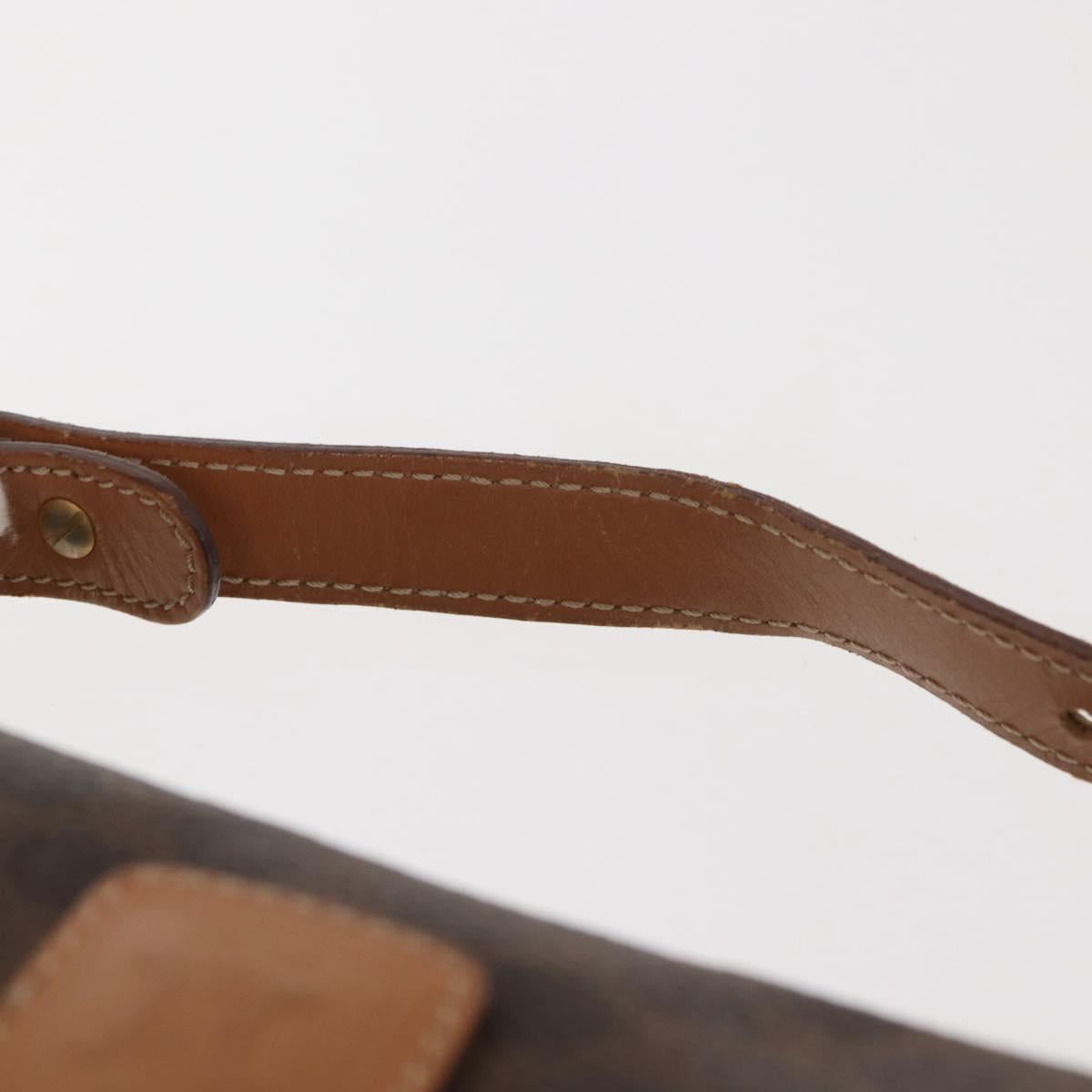 CELINE Macadam Canvas Hand Bag PVC Leather Brown Gold Auth 148895