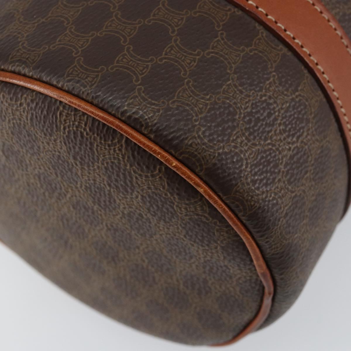 CELINE Macadam Canvas Hand Bag PVC Leather Brown Gold Auth 148898