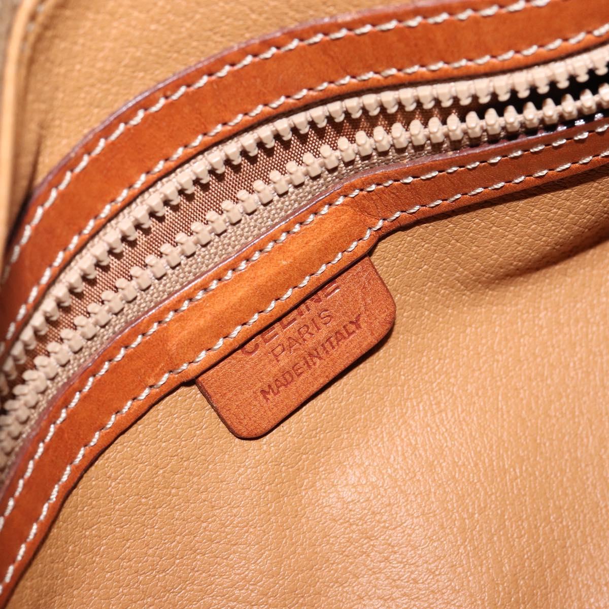 CELINE Macadam Canvas Hand Bag PVC Leather Brown Gold Auth 148898