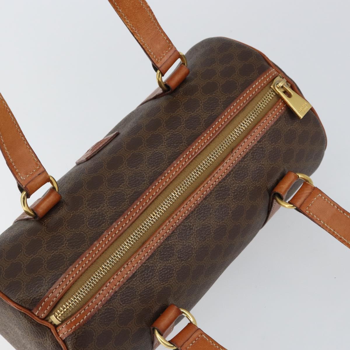 CELINE Macadam Canvas Hand Bag PVC Leather Brown Gold Auth 148898