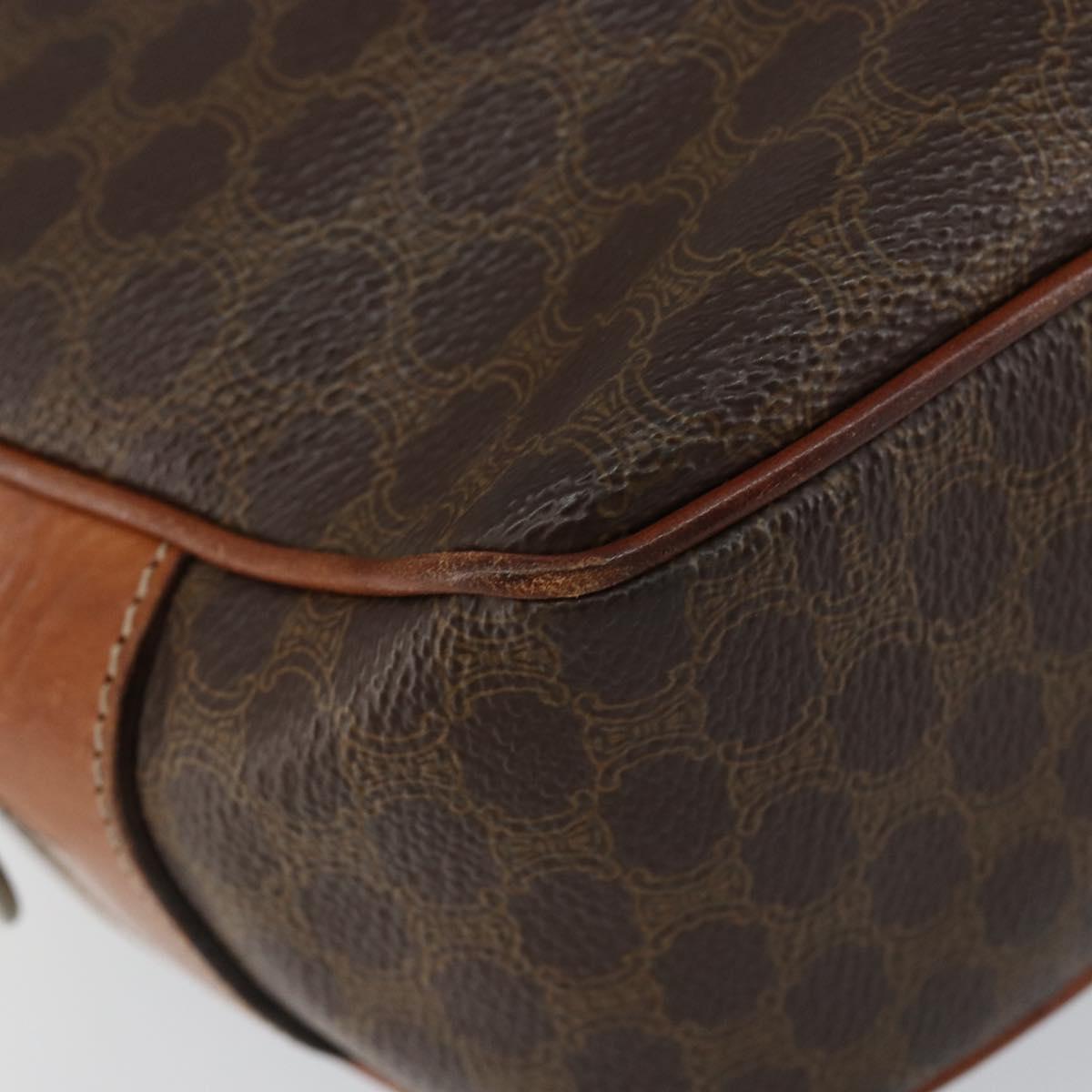 CELINE Macadam Canvas Shoulder Bag PVC Leather Brown Gold Auth 148899