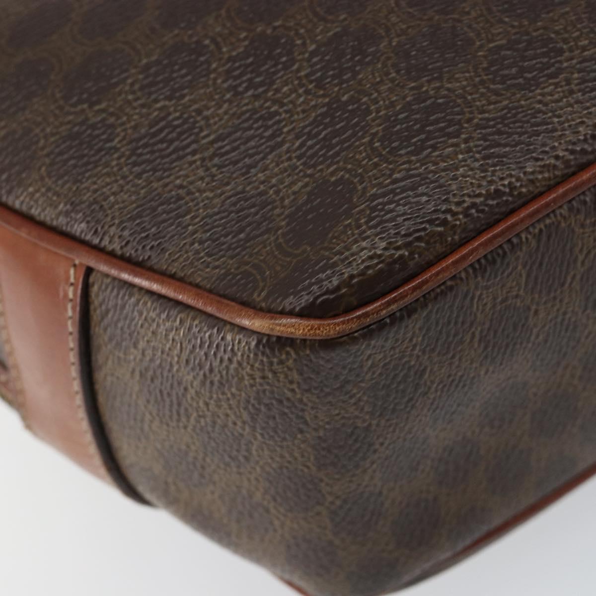 CELINE Macadam Canvas Shoulder Bag PVC Leather Brown Gold Auth 148899