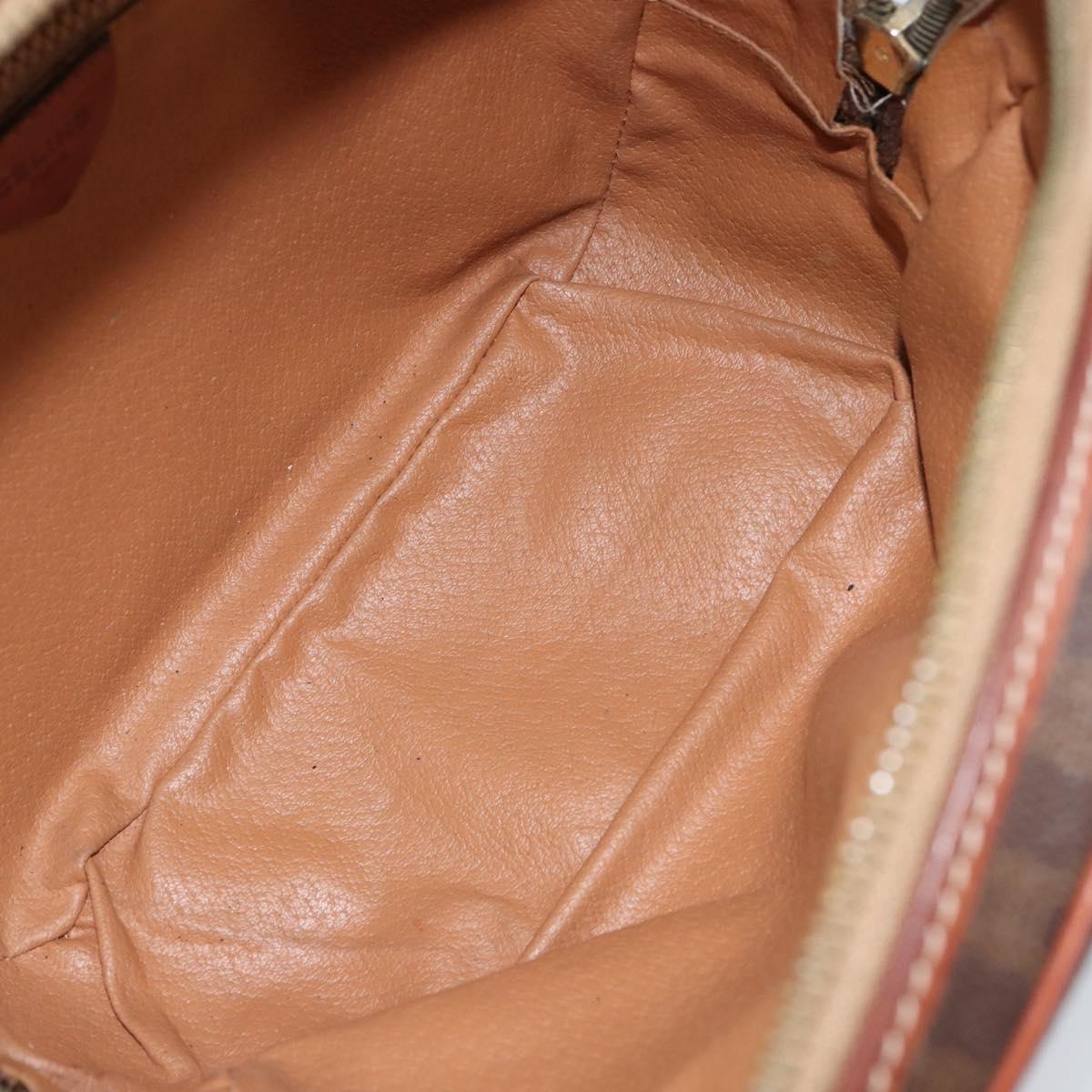 CELINE Macadam Canvas Shoulder Bag PVC Leather Brown Gold Auth 148899