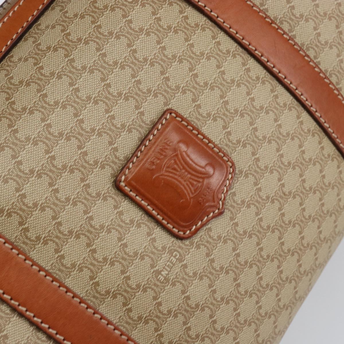 CELINE Macadam Canvas Hand Bag PVC Leather Beige Gold Auth 148900