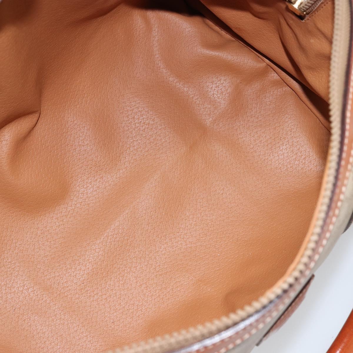 CELINE Macadam Canvas Hand Bag PVC Leather Beige Gold Auth 148900