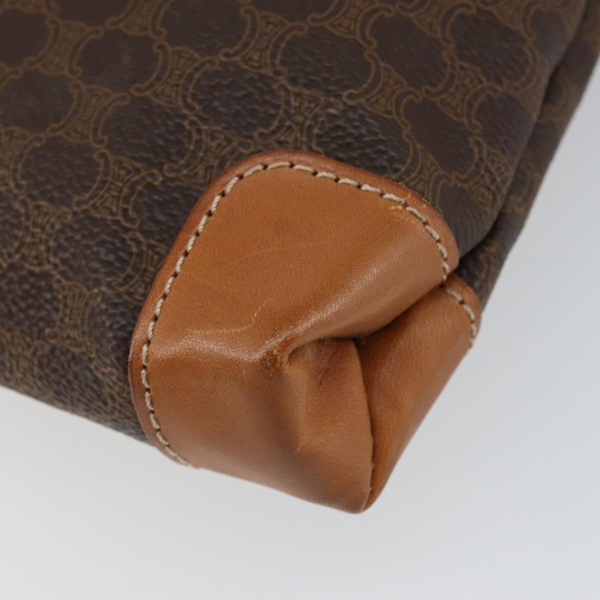 CELINE Macadam Canvas Tote Bag PVC Leather Brown Gold Auth 148902